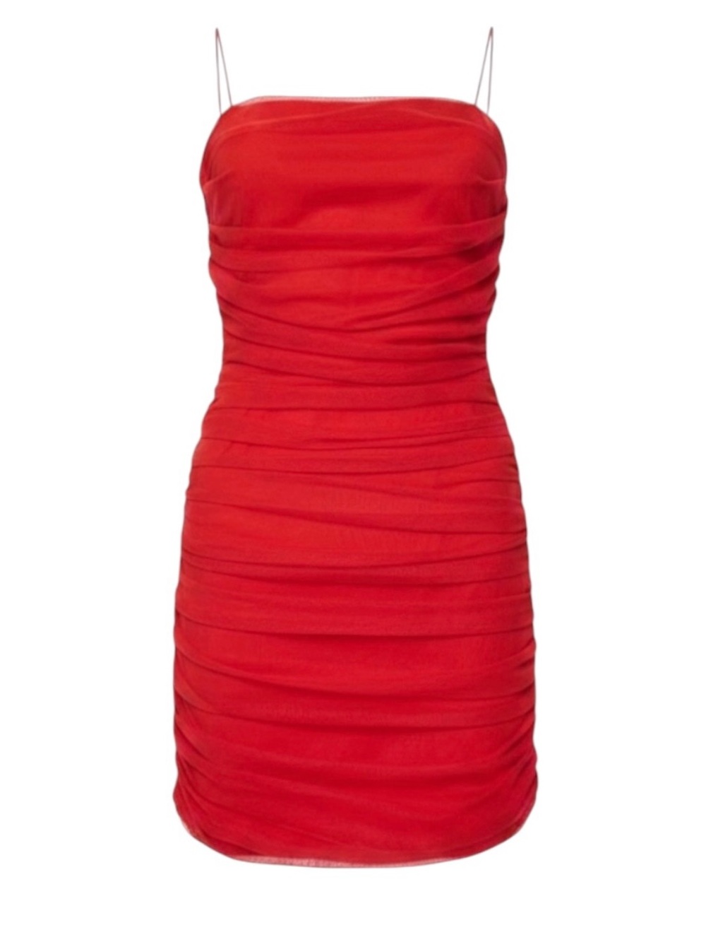 Alice + Olivia Mesh Cami Draped Neck Ruched Bodycon Mini Dress, Size 8